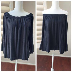 Sanctuary Black Blouse 3/4 Sleeve Lightweight  Sz L
